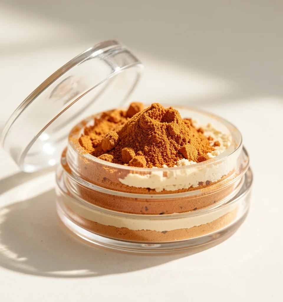 Mineral powder in a glass dish